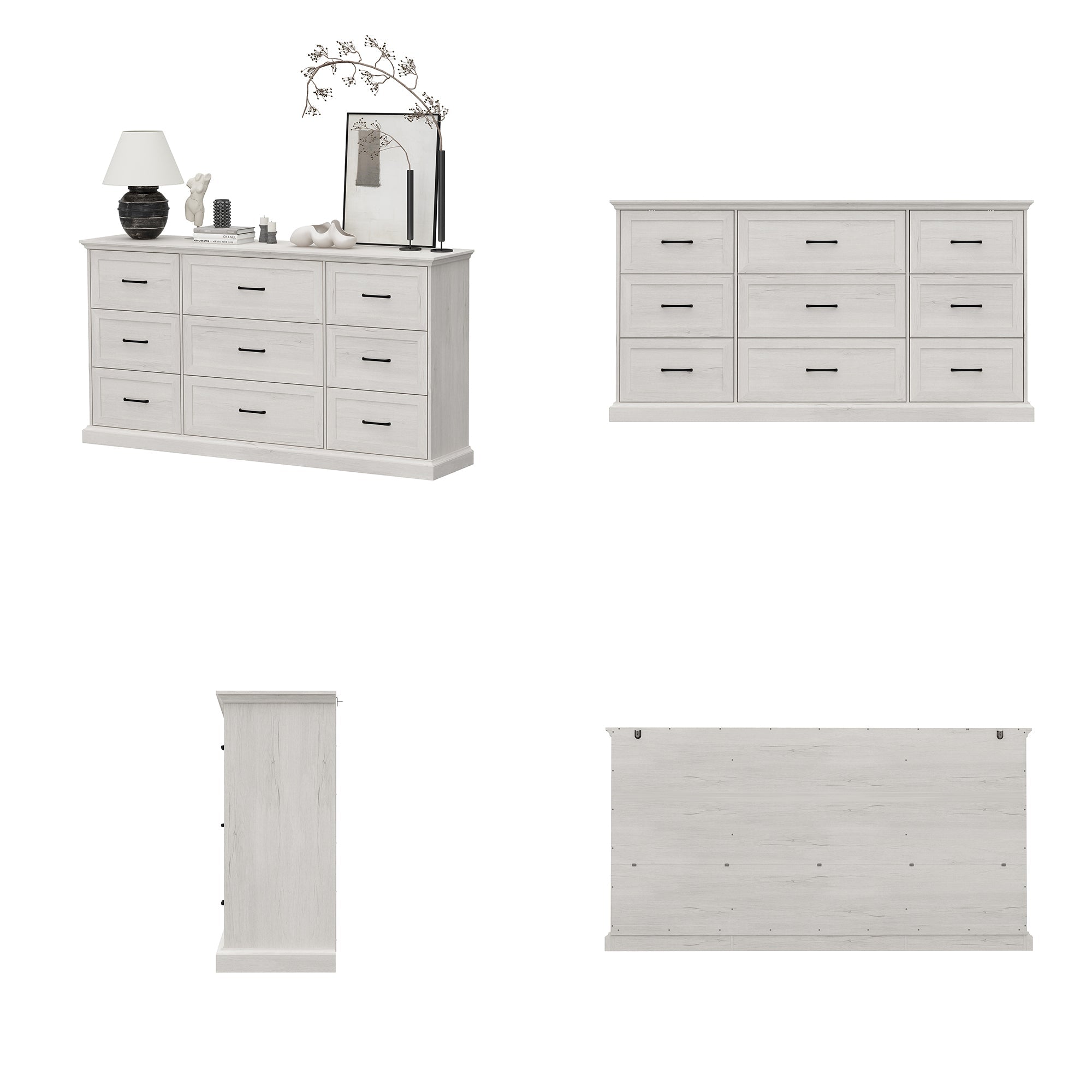 Modern Chest Of 9 Drawers Wood Dresser Storage Cabinet For Living Room