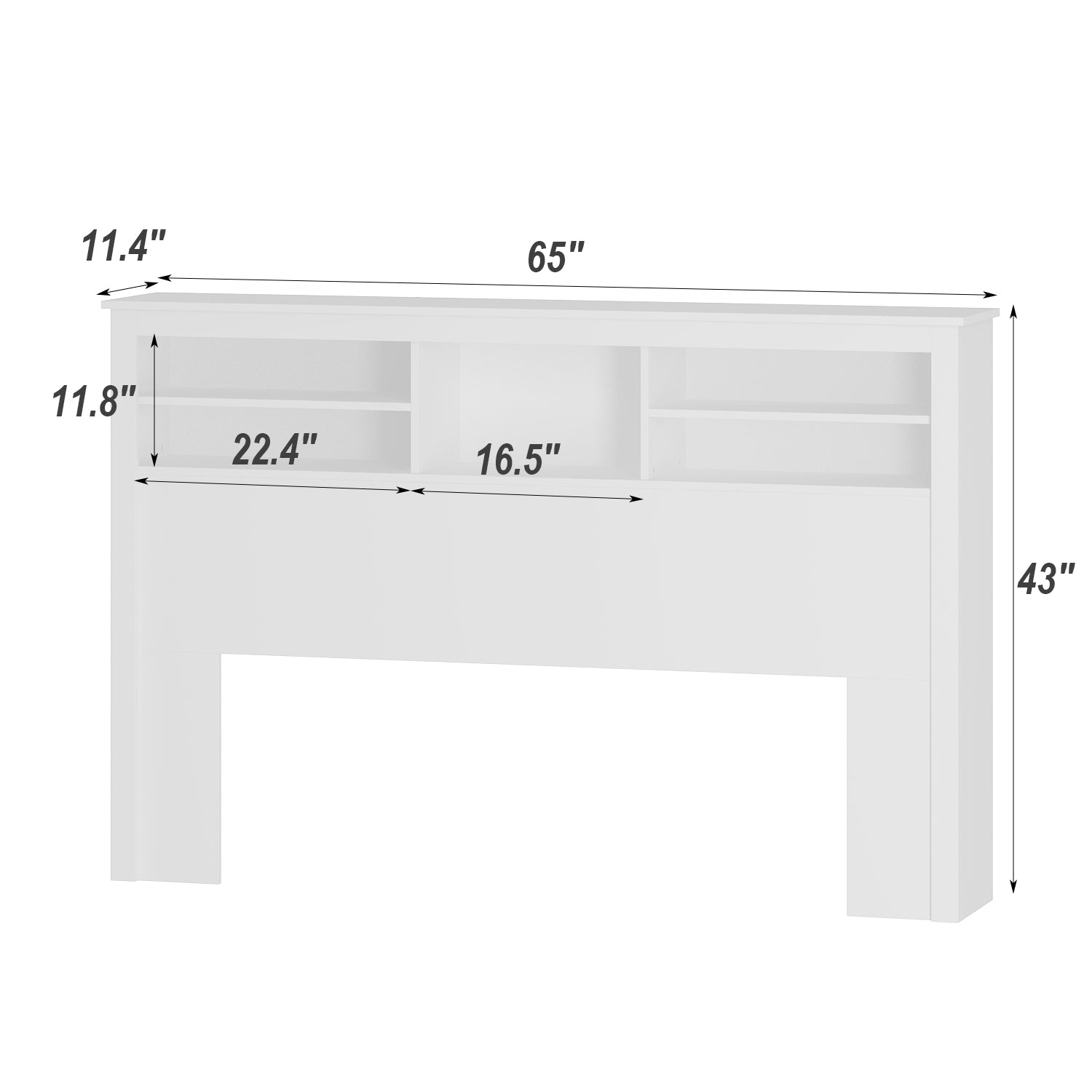 43'' H X 65'' W Queen Bookcase Headboard