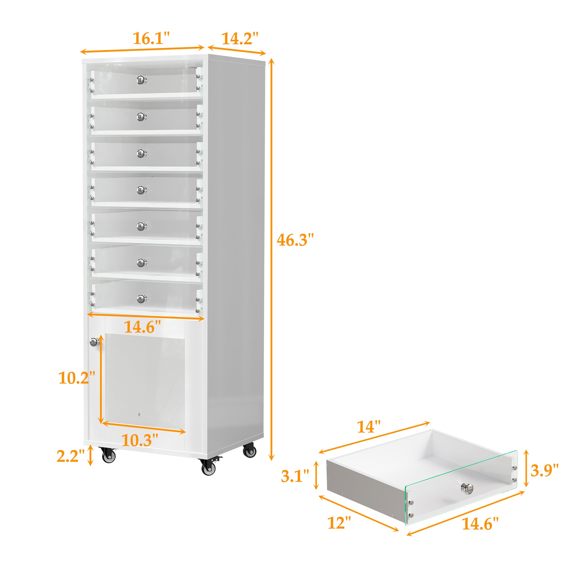 Modern Jewelry Cabinet with 7 Drawers