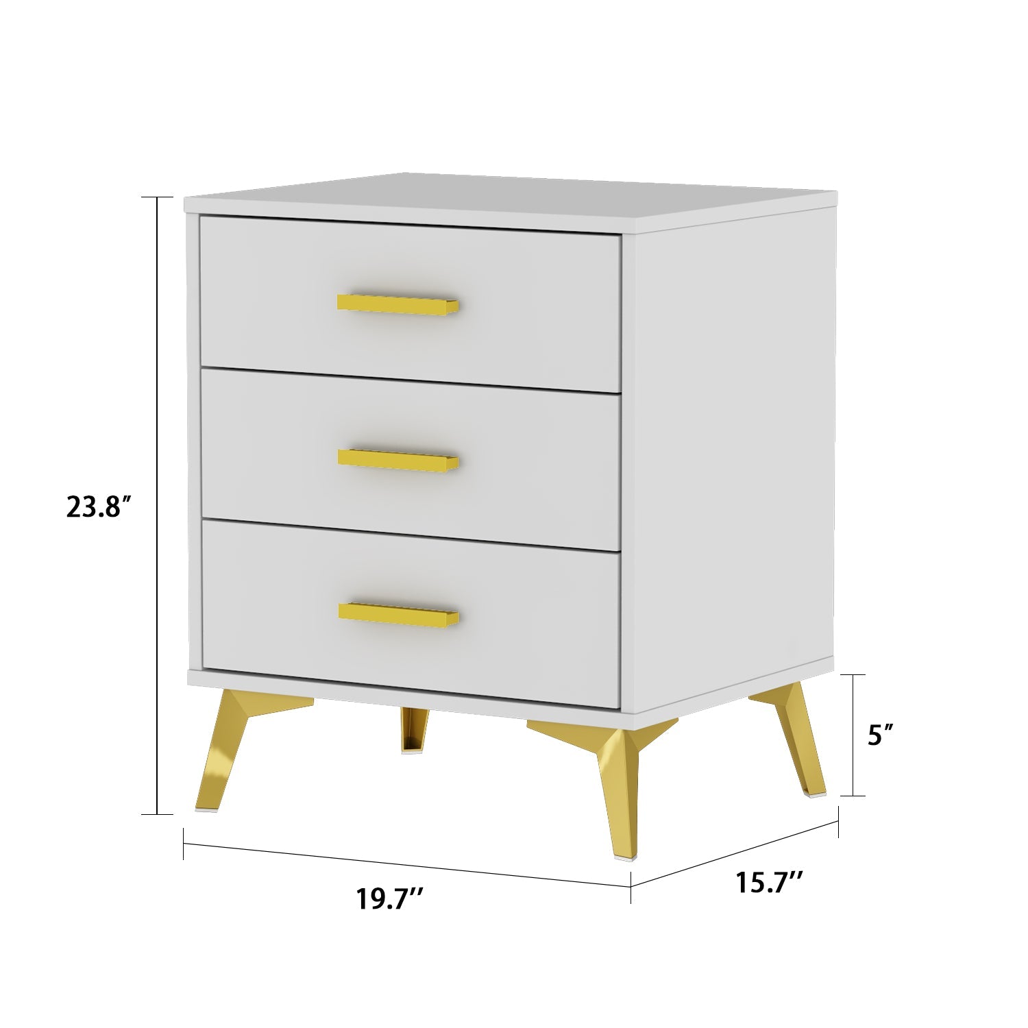 Bedside Nightstand White Finish Cabinet for Bedroom Storage