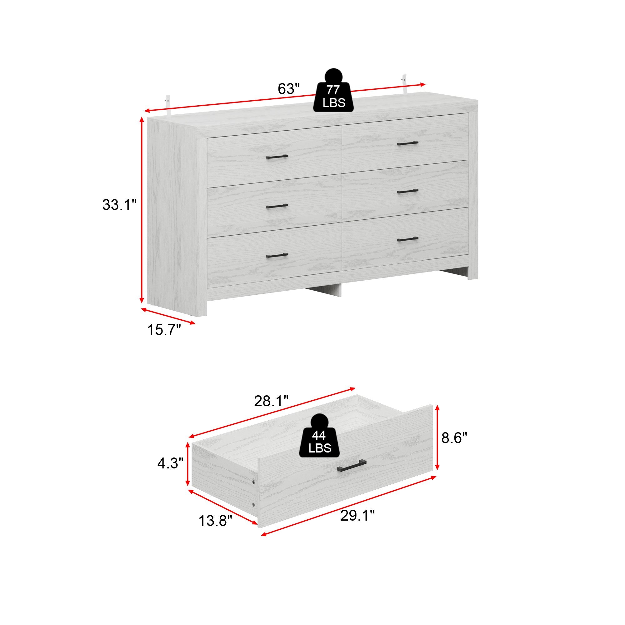 6-Drawer Dresser With Rustic Style