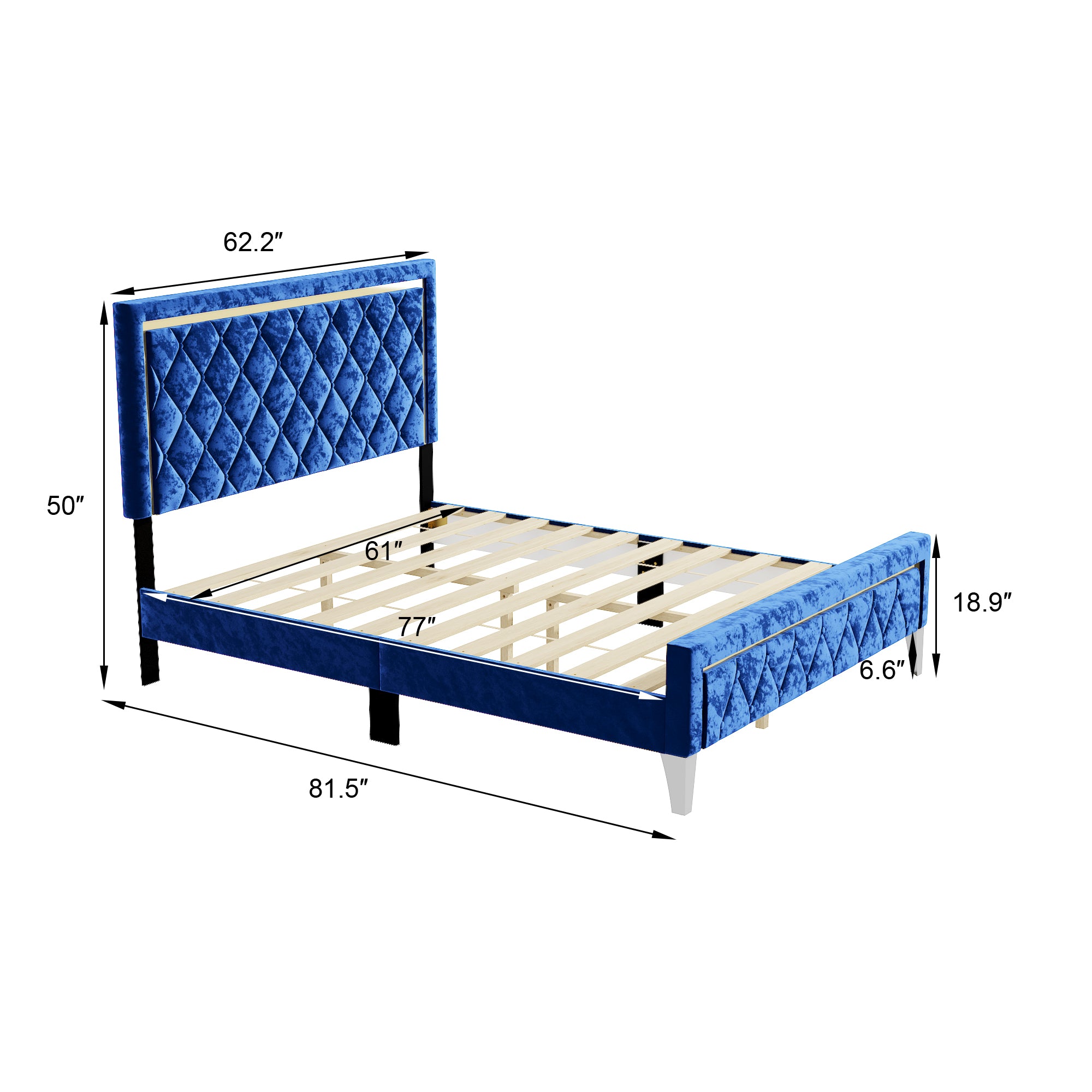 Low Profile Platform Bed With Comfortable Headboard