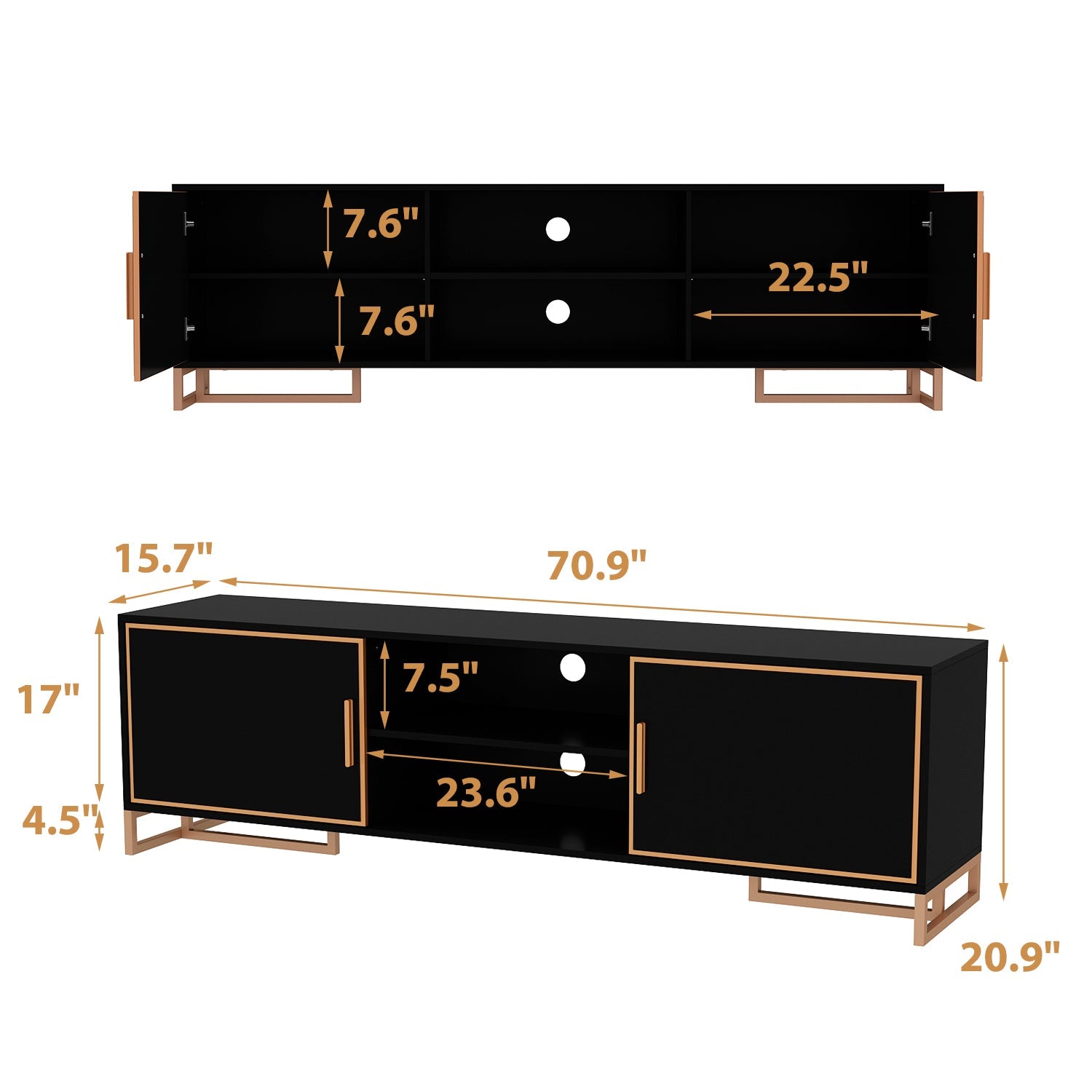 70.9'' W 2-Door TV Stand & Media Center With 2-Open Shelve