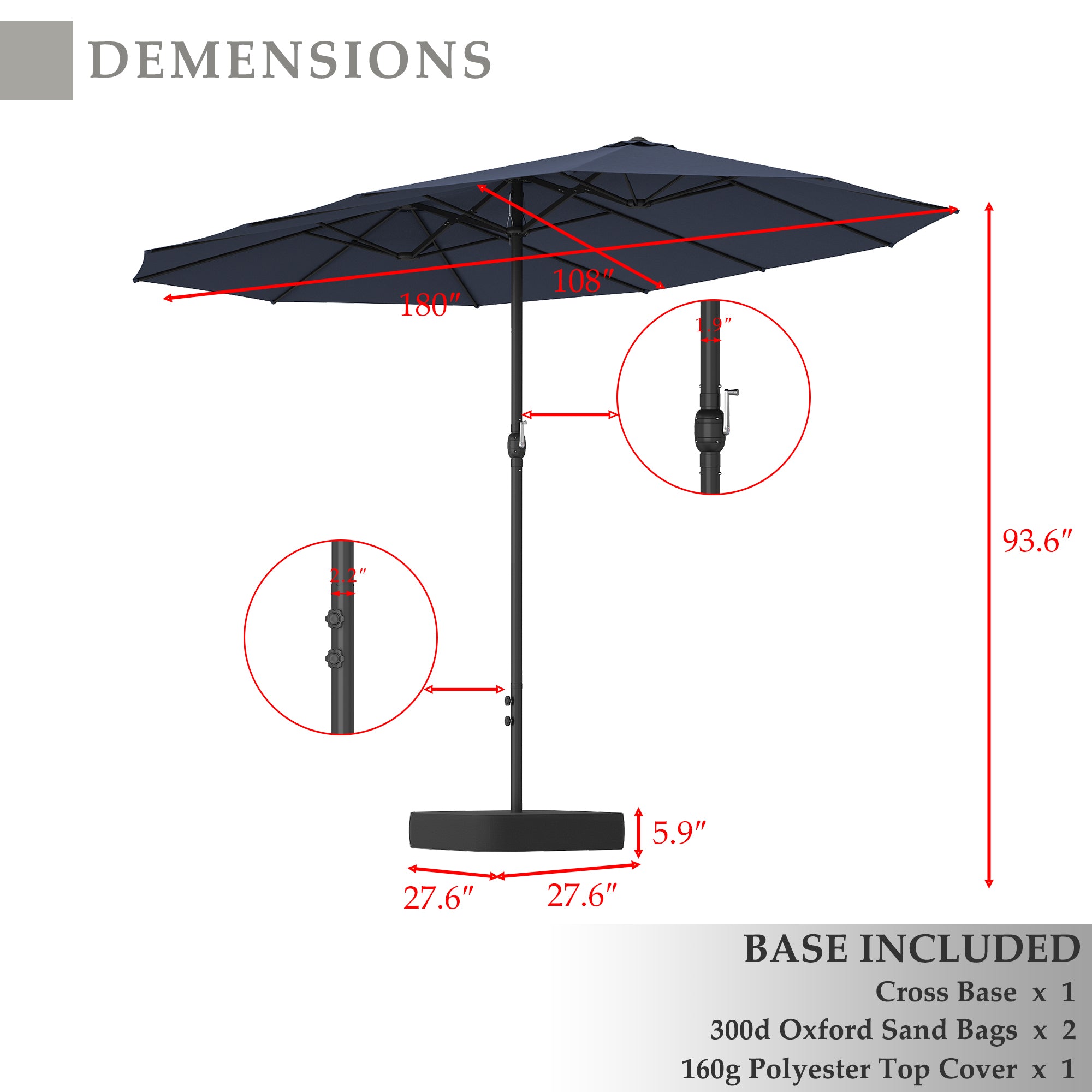Outdoor Patio Umbrella With Adjustable Tilt And Sturdy Base