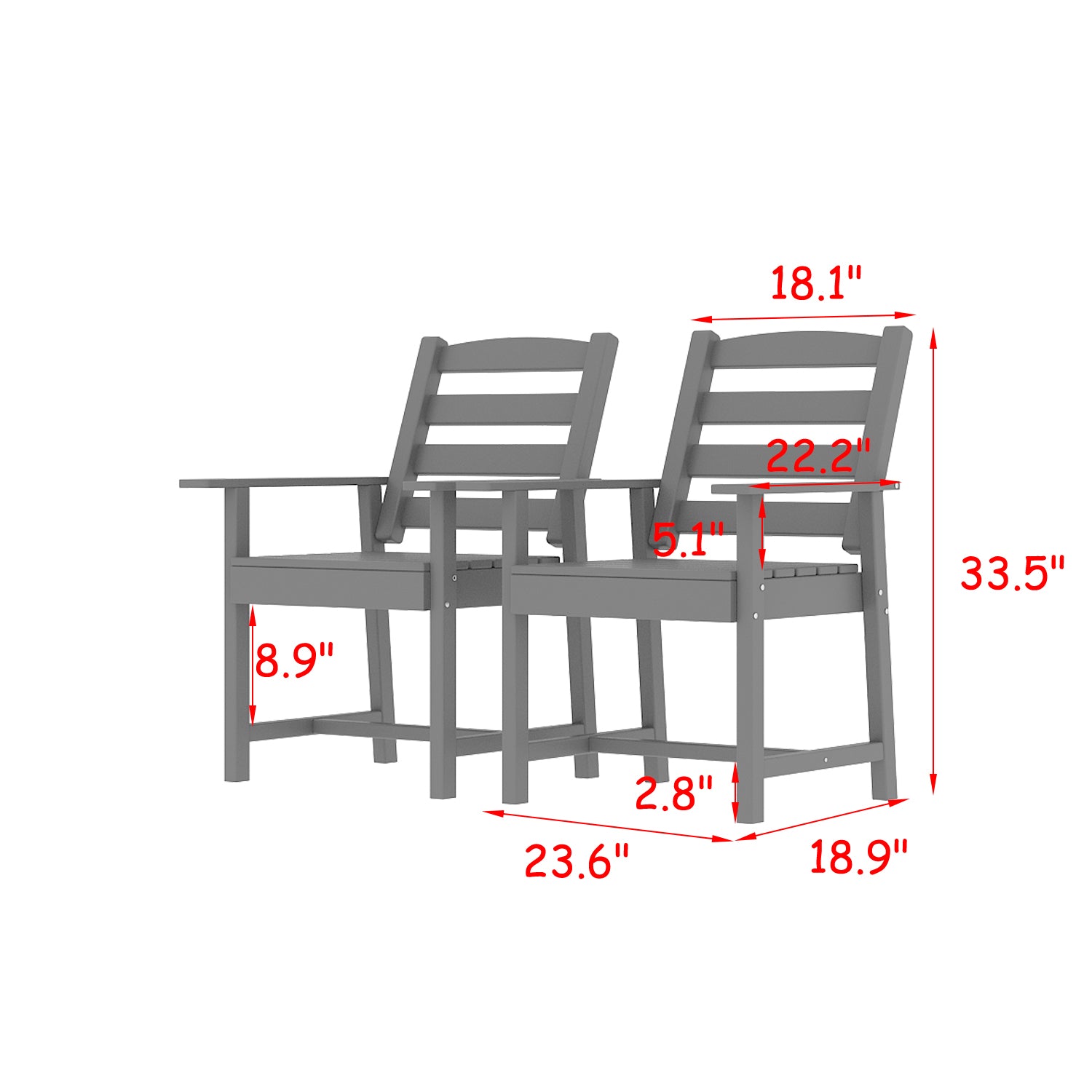 All-weather Patio Dining Chairs With Wood Grain Design (set Of 2)