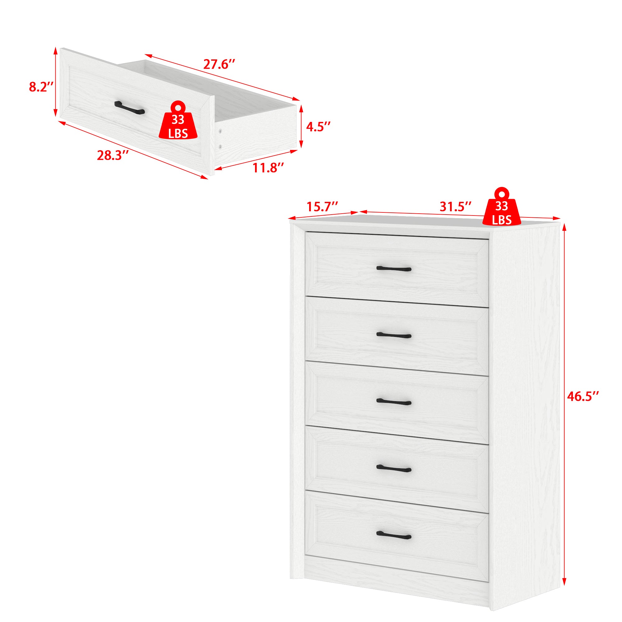 5-Drawer Dresser With Elegent Design