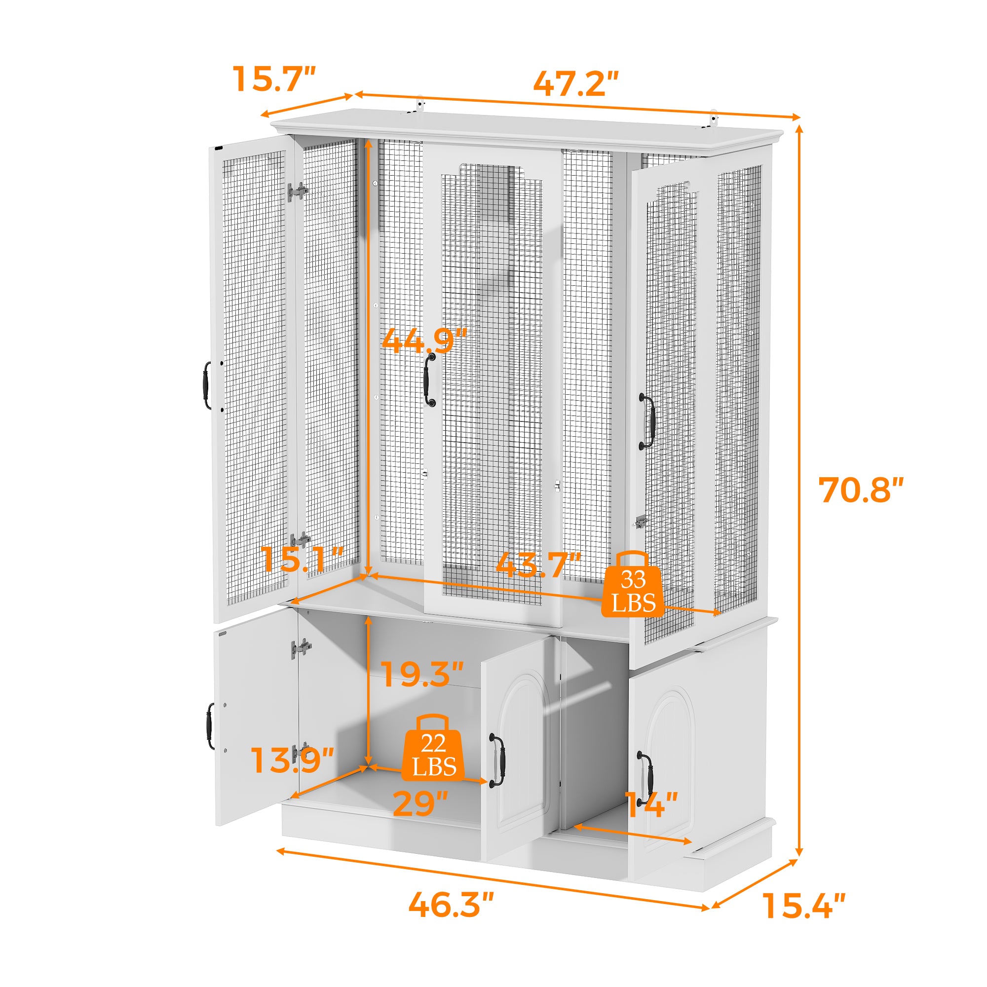 White outdoor storage shed with dimensions labeled on a white background