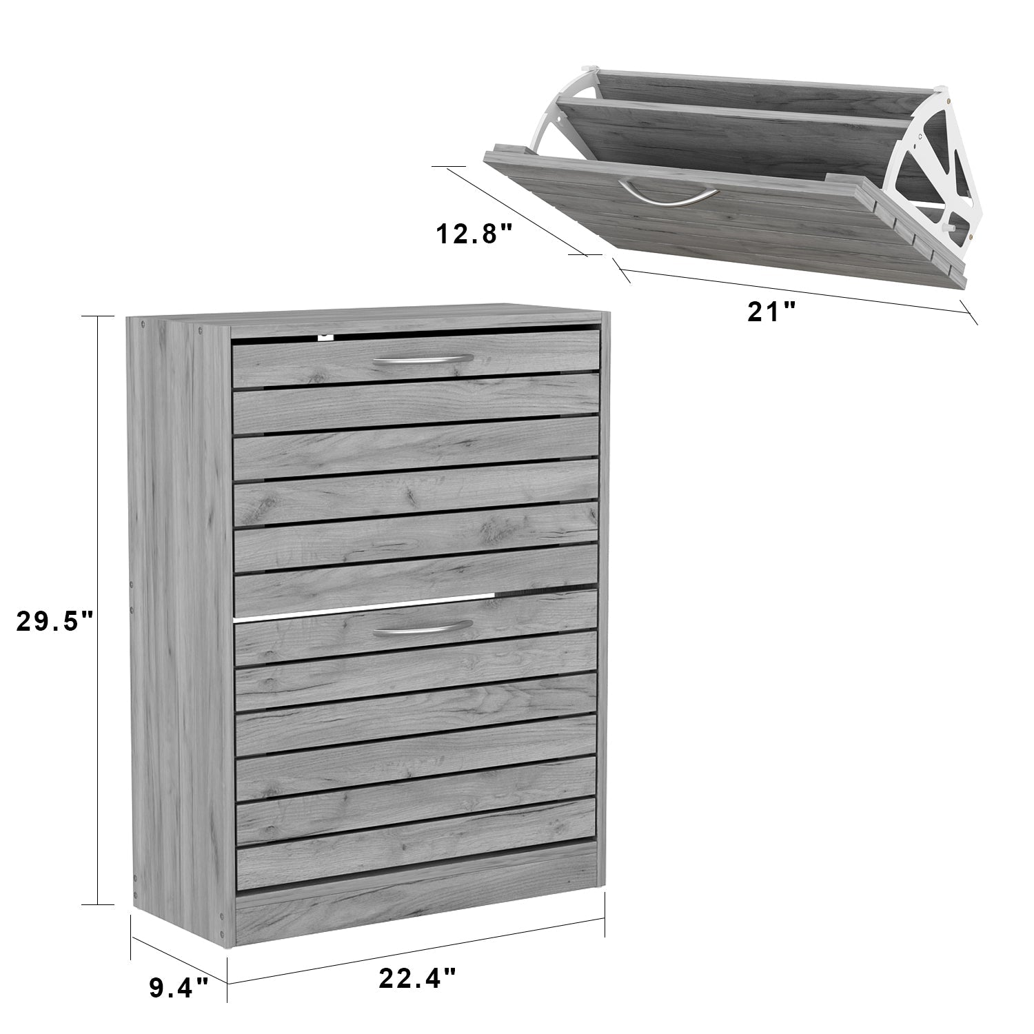 Shoe Cabinet with 2 Flip Drawers 2-Tire Shoe Storage Cabinet for Entryway