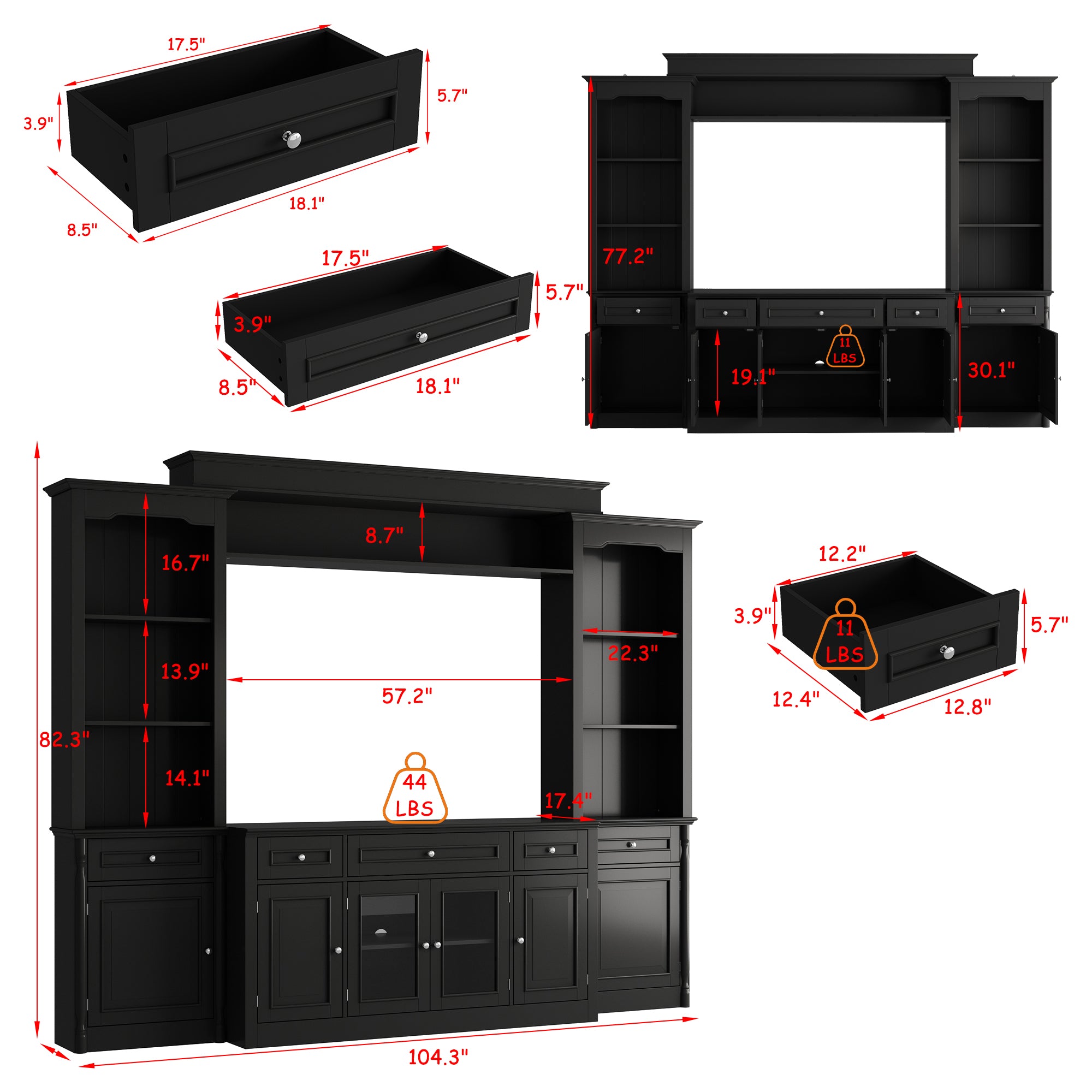 TV Hutch Large Entertainment Center