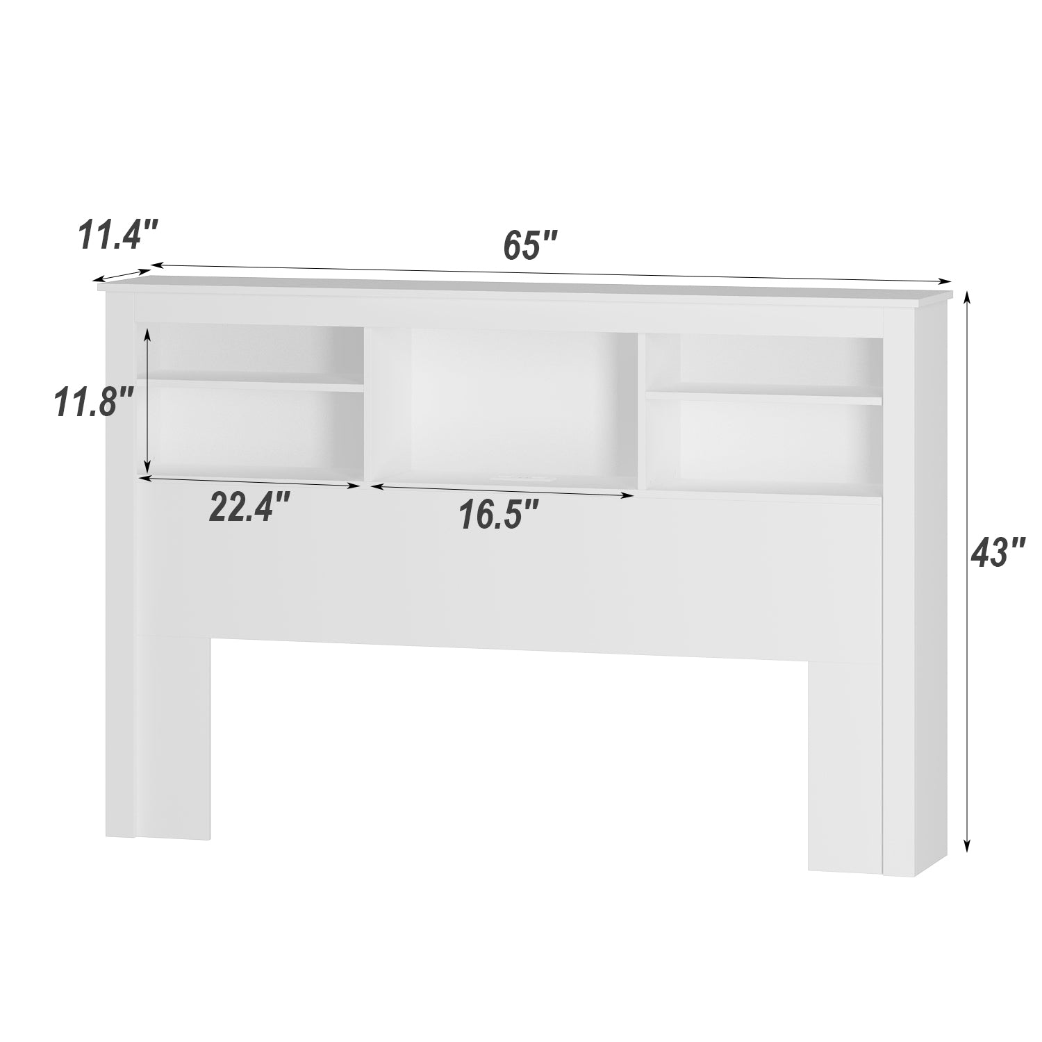 43'' H X 65'' W Queen Bookcase Headboard