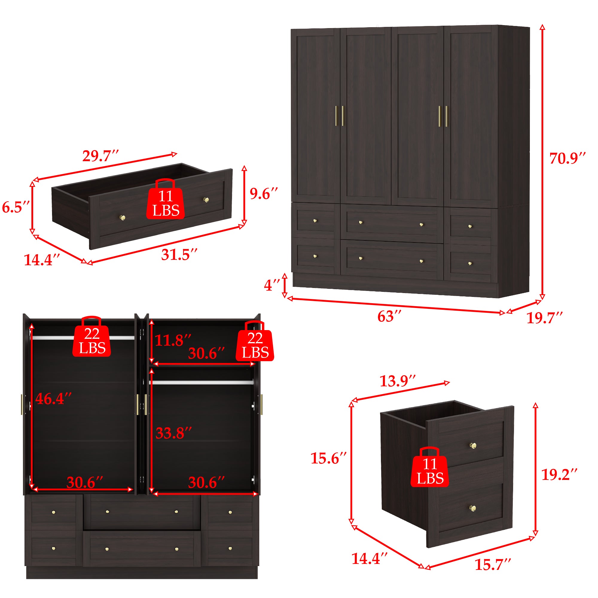 4-Door Wardrobe With Optimized Storage