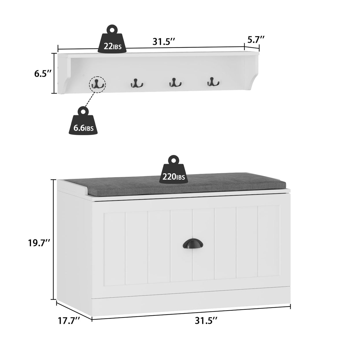 Hall Tree Shelf Rack Shoe Storage Coat Organizer Cabinet for Entryway in Combination