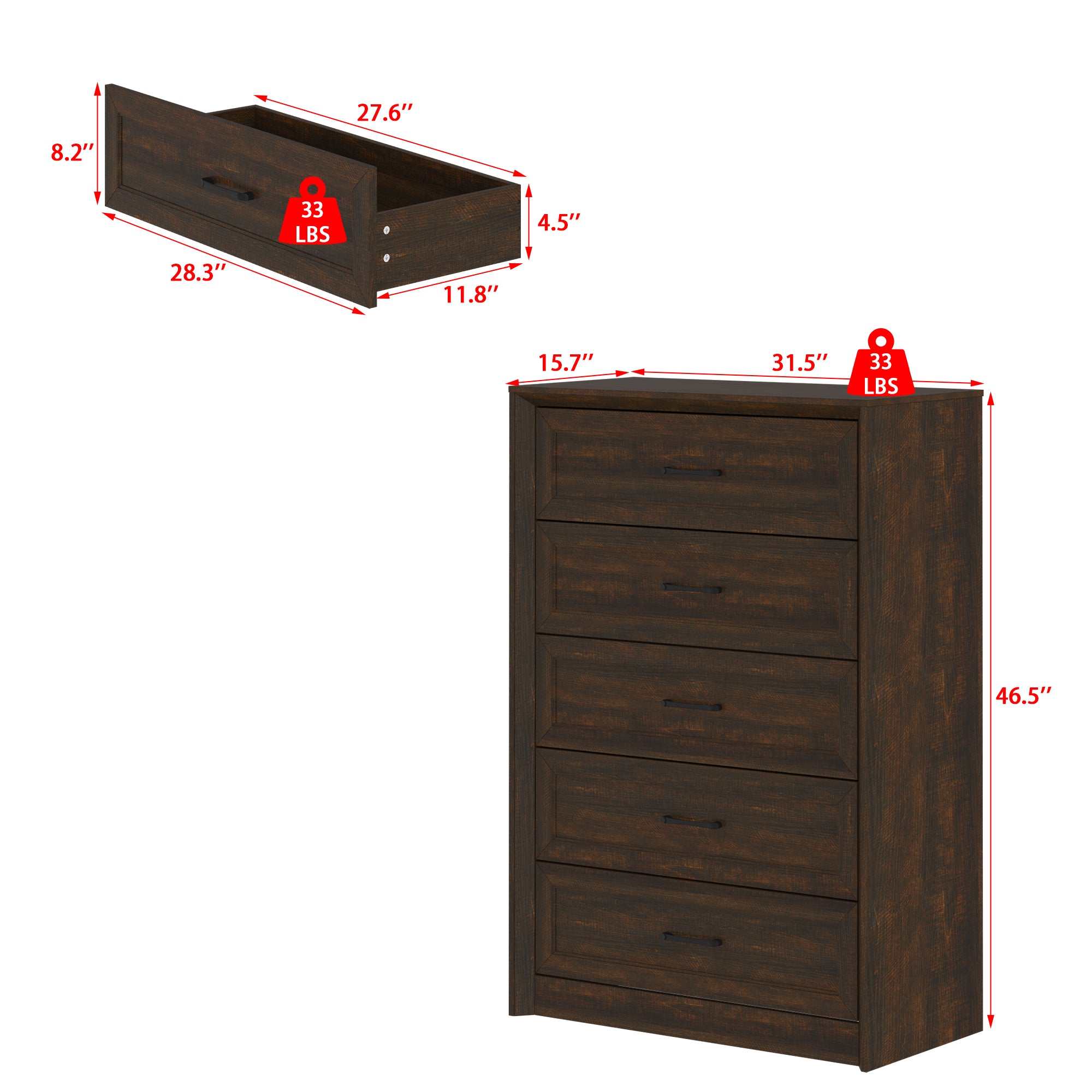 5-Drawer Dresser With Elegent Design