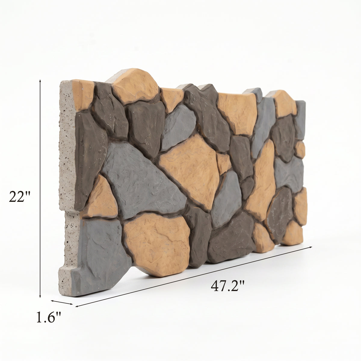 Mixed Color River Rock Faux Stone Wall Panel Set of 6, Lightweight Indoor & Outdoor Decor Wall Panels