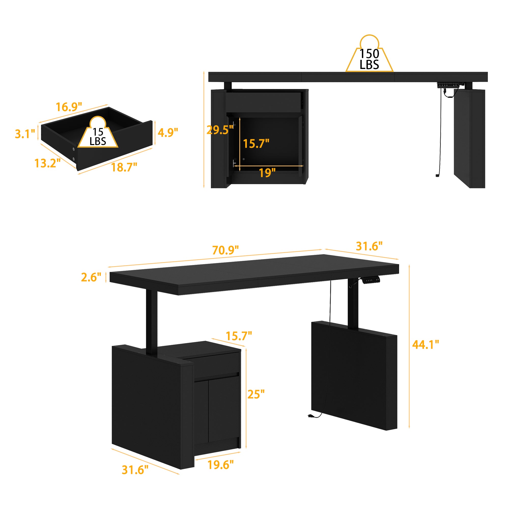 71'' W Height Adjustable Standing Desk