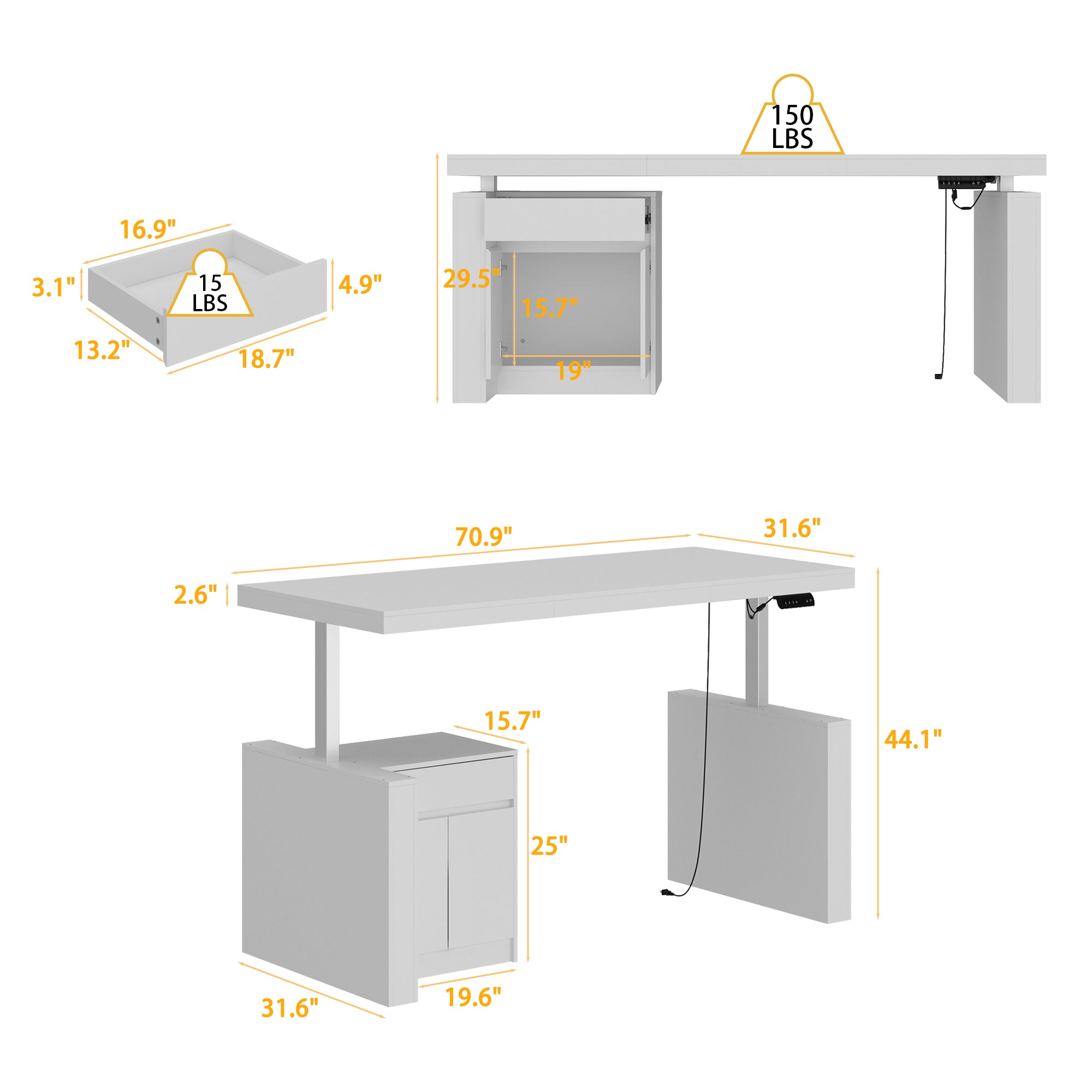 71'' W Height Adjustable Standing Desk