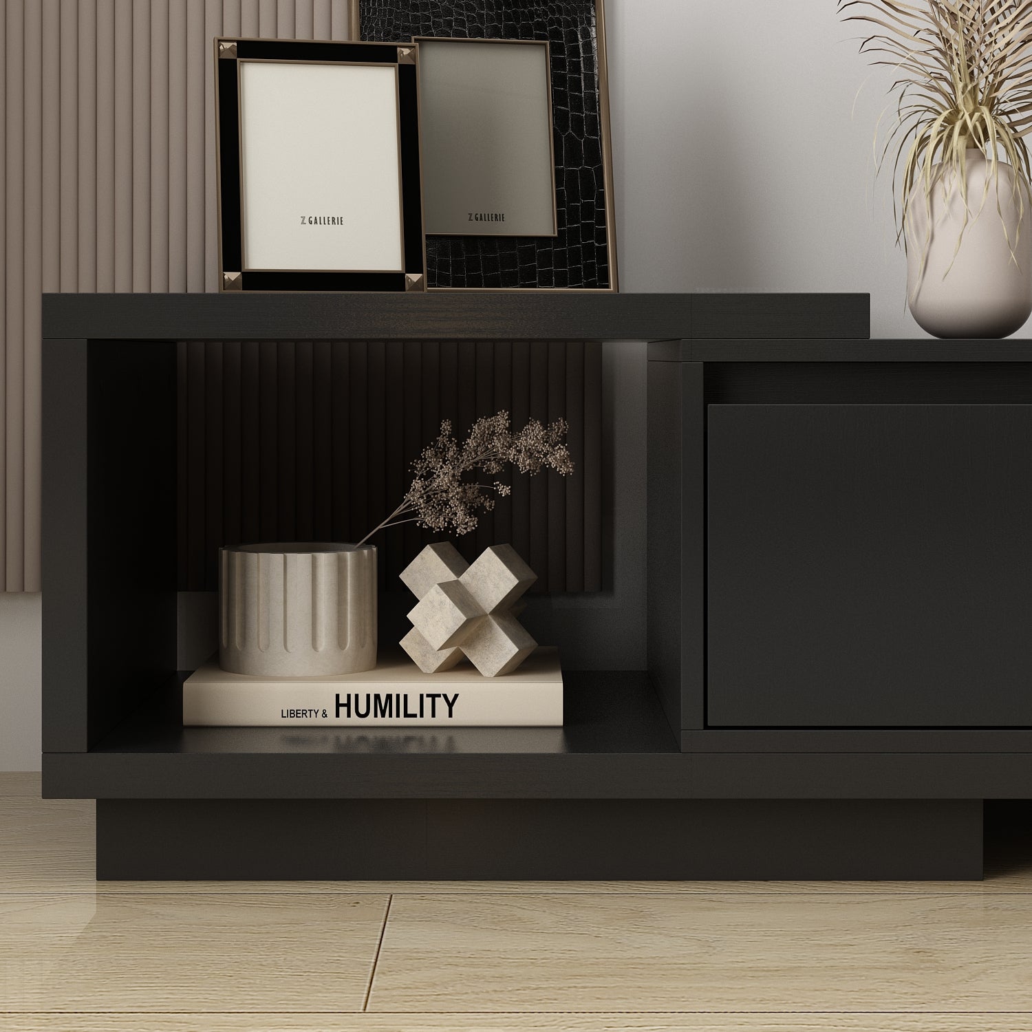 Wide TV Stand Entertainment Stand Adjustable Width TV Stand for Living Room