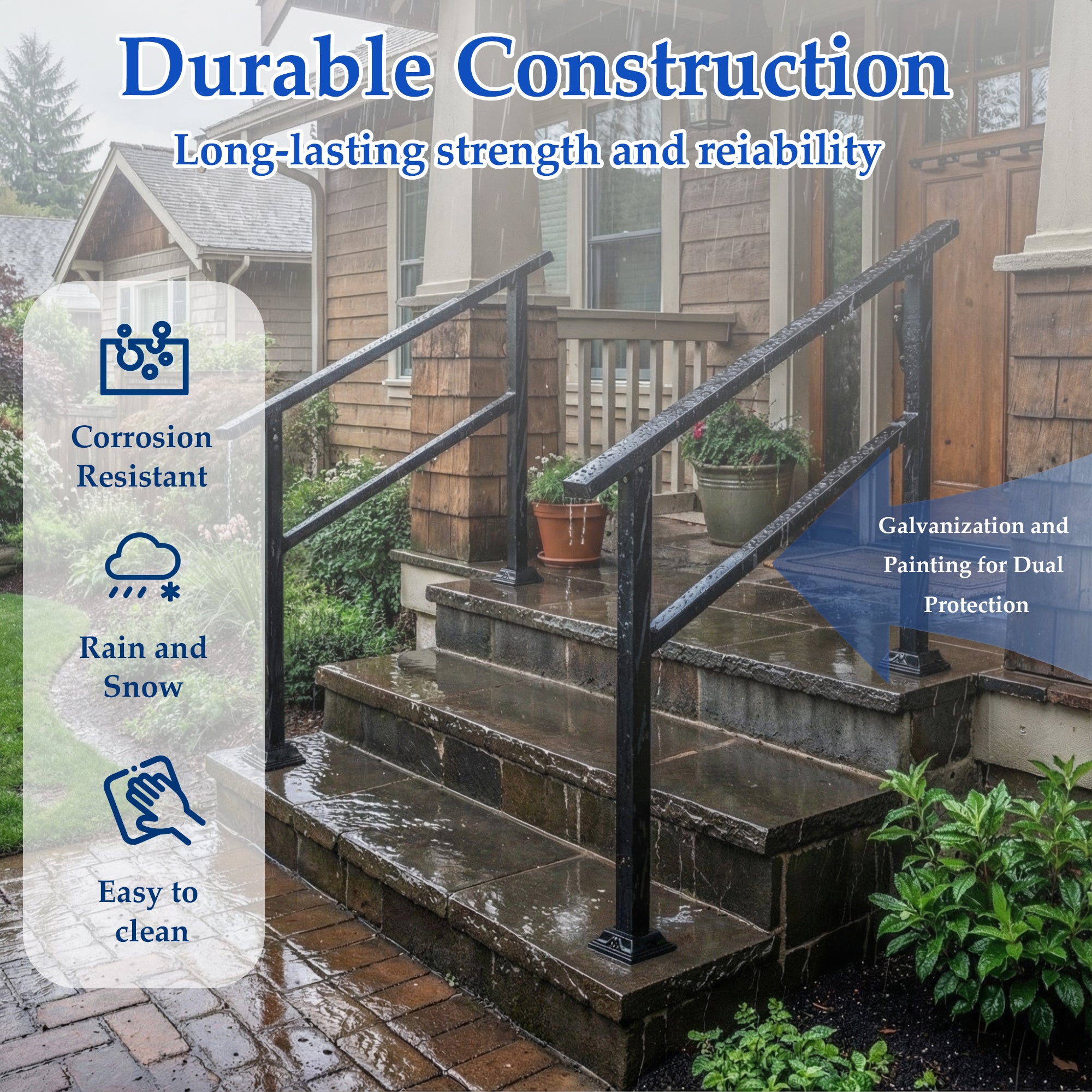 Stair Railing Kit Handrail Flexible Outdoor Deck Hand Rail(Set of 2)