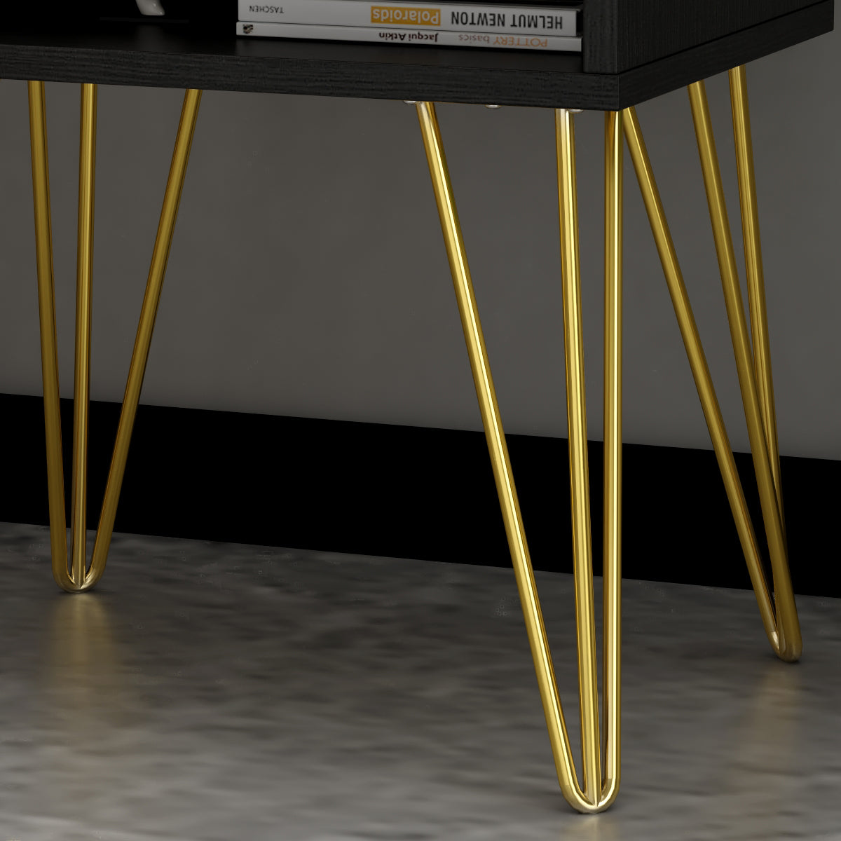 End Table Nightstand Dresser Mini Sofa Side Table with Gold Legs for Bedroom