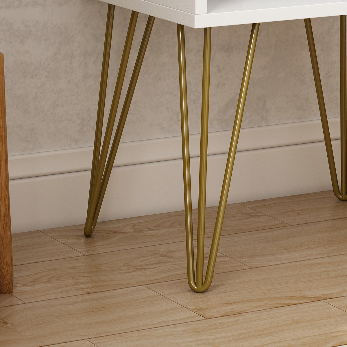 End Table Nightstand Dresser Mini Sofa Side Table with Gold Legs for Bedroom