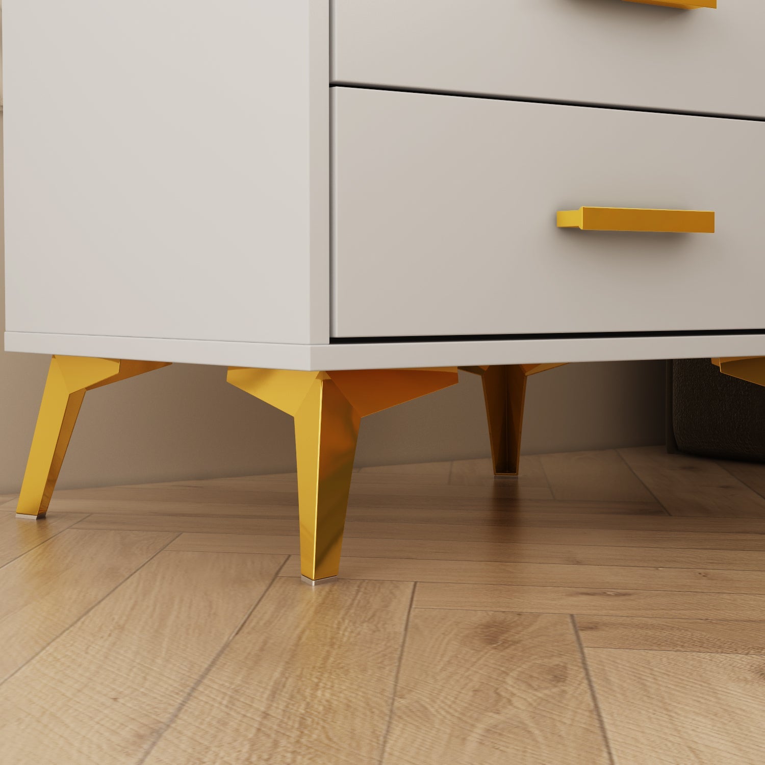 Bedside Nightstand White Finish Cabinet for Bedroom Storage