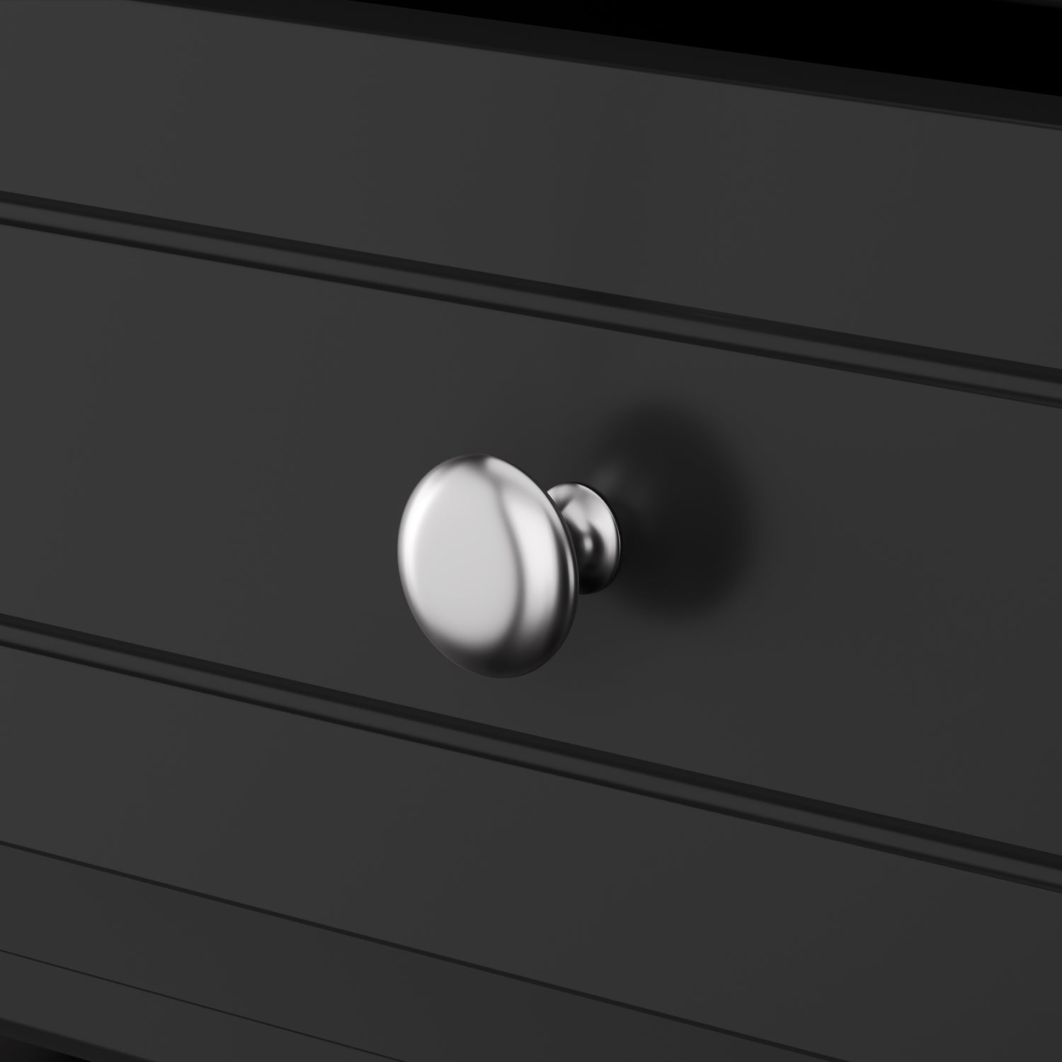 Black drawer with a silver knob