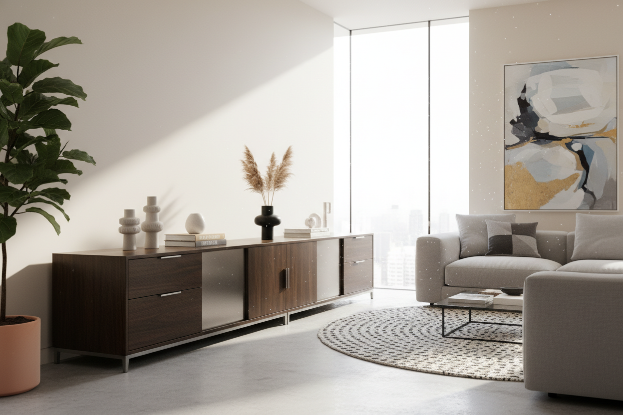 Your Living Room Needs a Contemporary Storage Cabinet, Not a Bookshelf