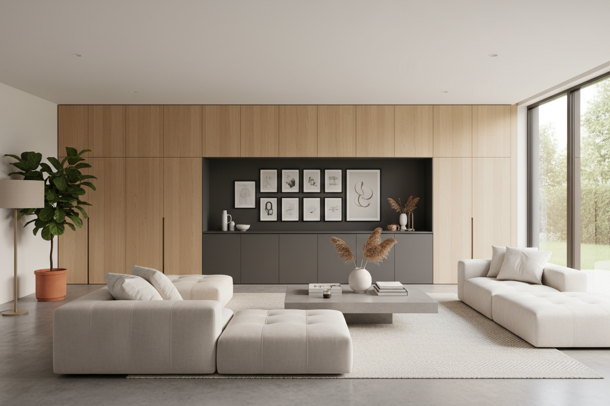 The Secret to Faking a Minimalist Home? Extra Large Storage Cabinets