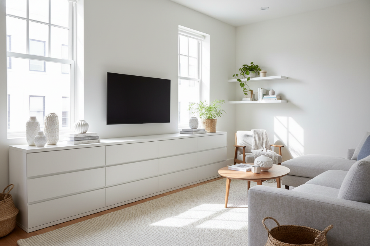 I Swapped My TV Stand for a Wide Storage Cabinet With Drawers