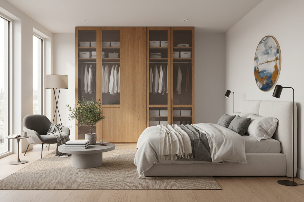Your Exposed Garment Rack is a Mess. Try a Tall Cabinet for Bedroom.