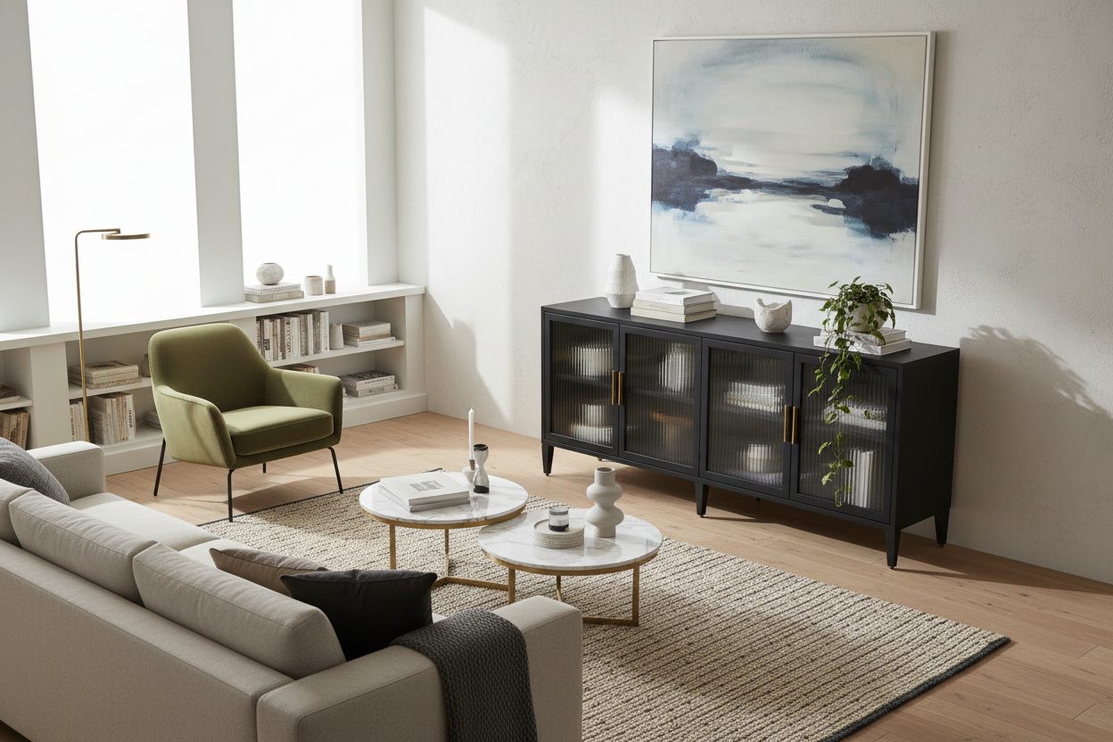 I Gave Up on Custom Built-Ins for a Black Freestanding Cabinet