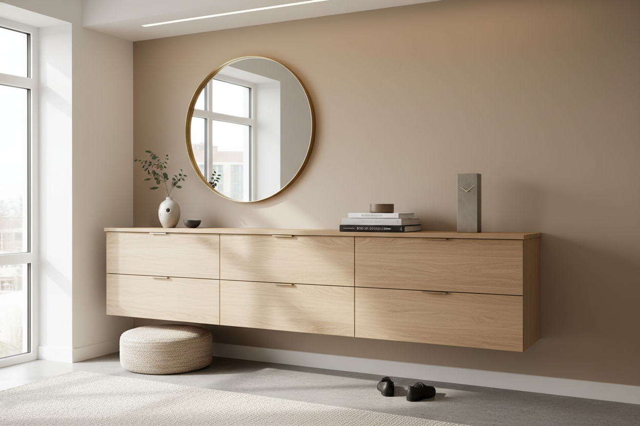 I Swapped My Bulky Console for a Floating Drawer Wall Cabinet