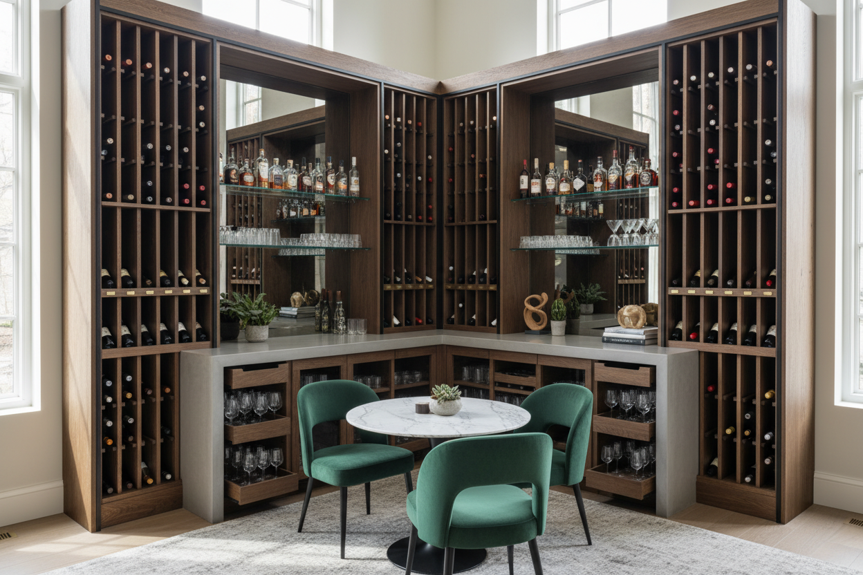 Corner Wine Racks Are the Unsung Heroes of Awkward Floor Plans