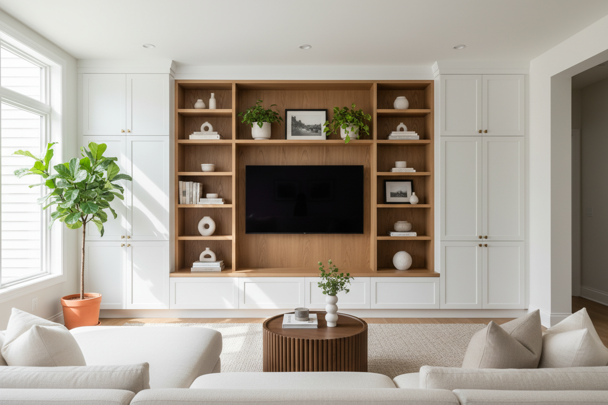 Why I Ditched My TV Stand for a Built In Cabinet Wall