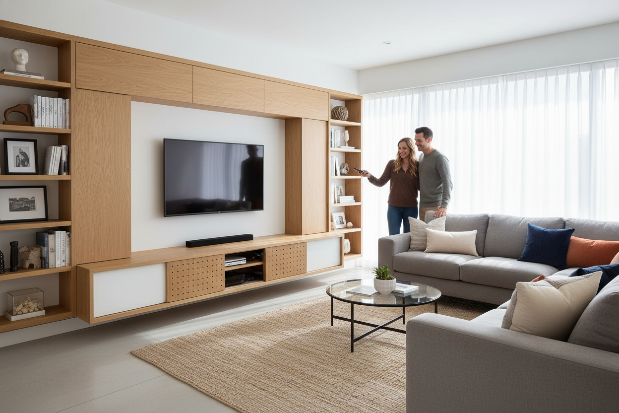I Hid My Partner's Ugly Tech in a Wall Mounted TV Cabinet
