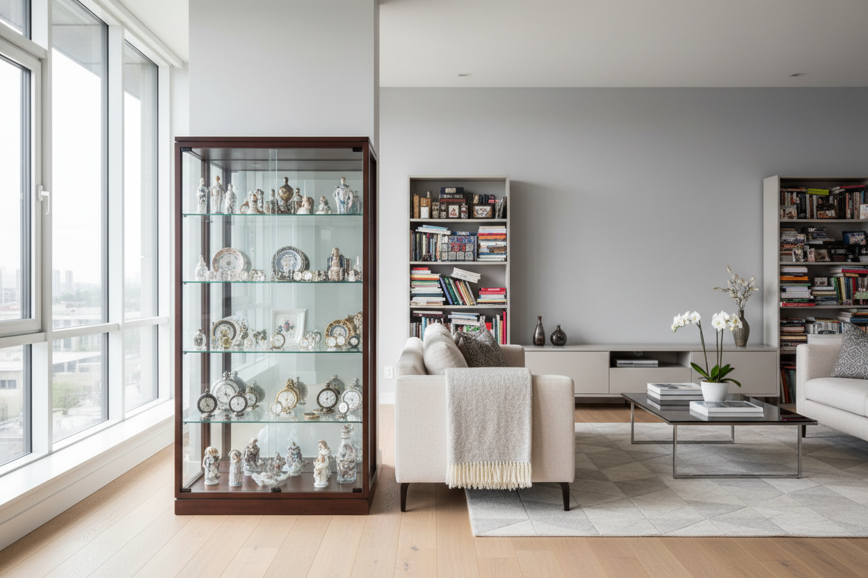 Your Shelves Are Cluttered (And a Glass Collectible Case Will Fix It)