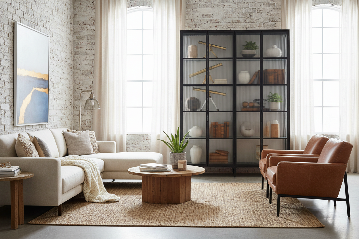 How I Made a Metal Glass Display Case Work in a Cozy Living Room