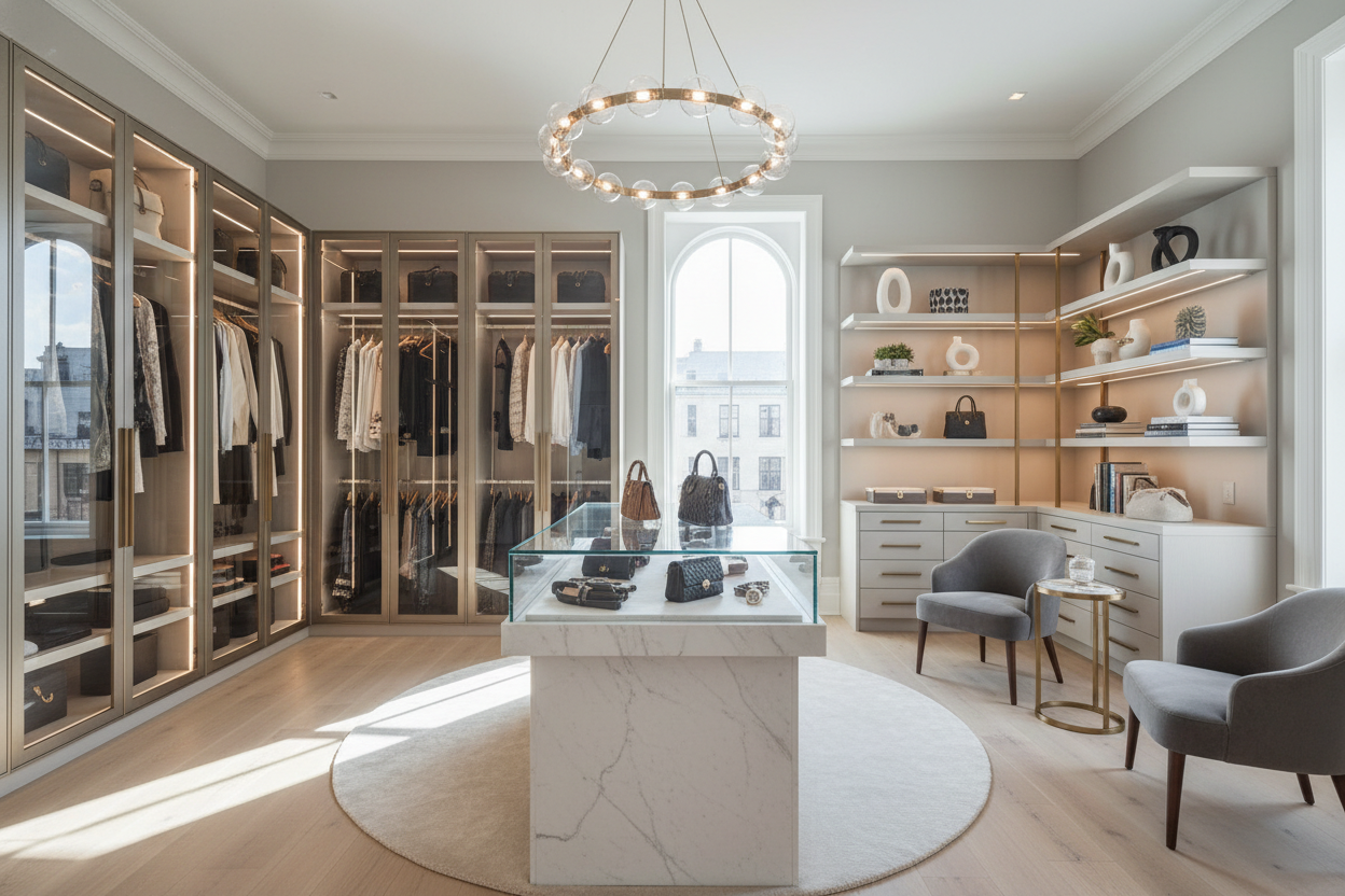 I Finally Built a Boutique Closet With a Counter Display Glass