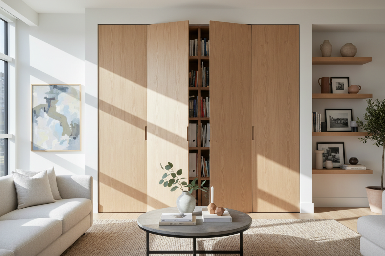I Hid My Clutter by Building a Custom Door for a Bookcase