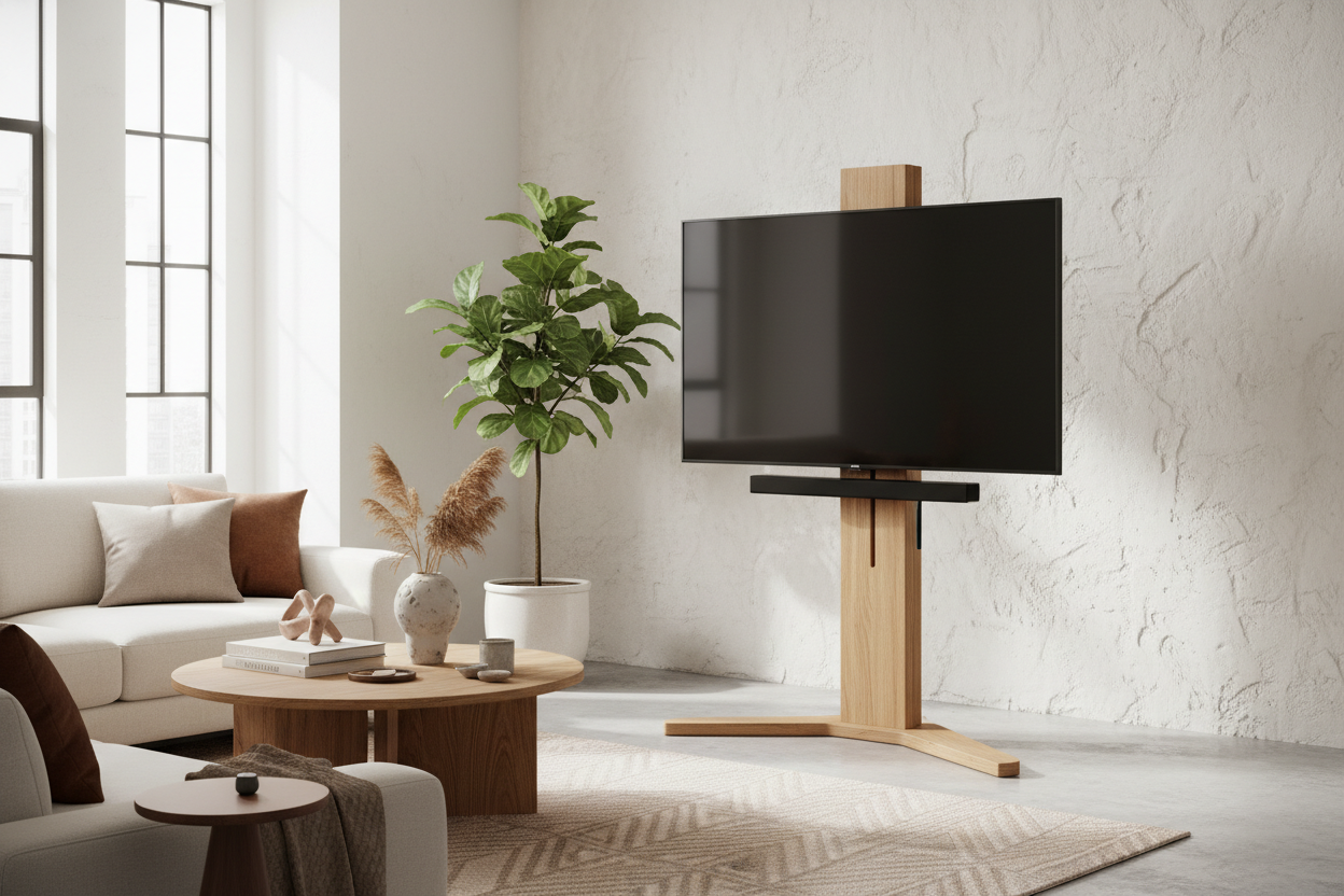 My Plaster Walls Hated Brackets, So I Bought a Wood TV Mount Stand
