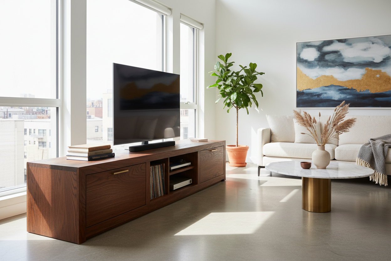 The Gosport Solid Wood TV Stand Is Heavy, Expensive, and I Love It