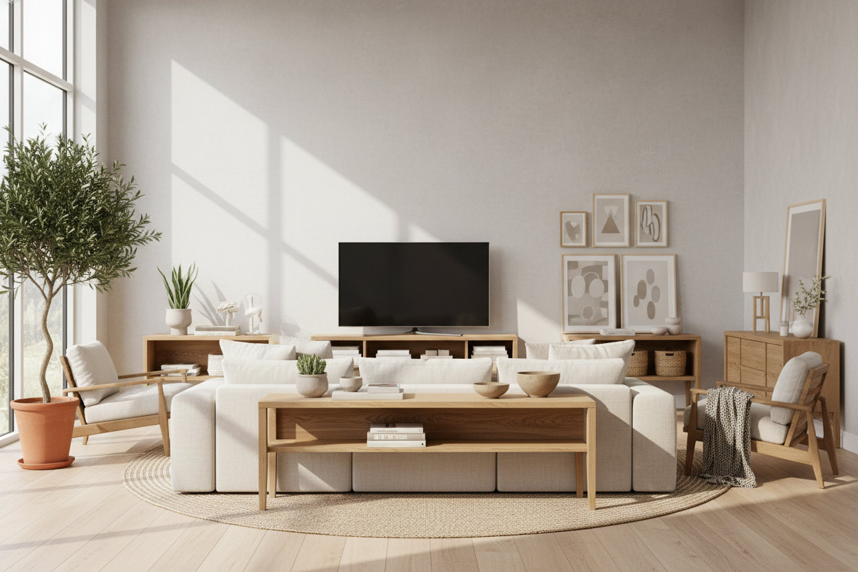 I Built My Entire Living Room Around a Simple Oak Television Stand