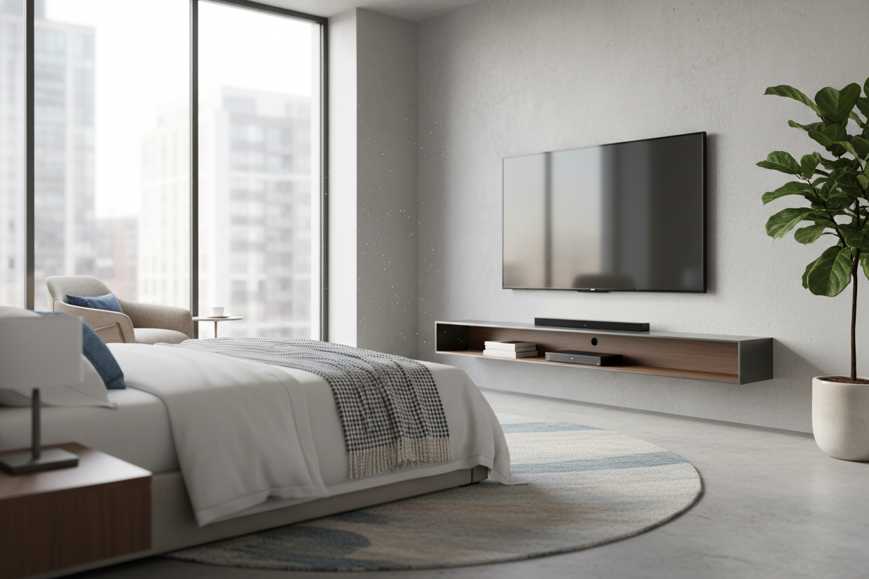 I Finally Found the Best Bedroom TV Stand (It's Ultra-Thin)
