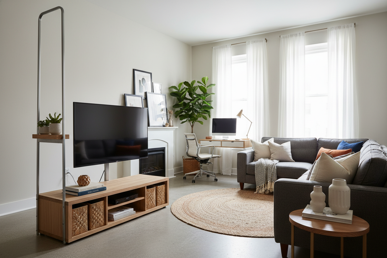My Landlord Banned Wall Mounts (So I Bought a Tall TV Floor Stand)