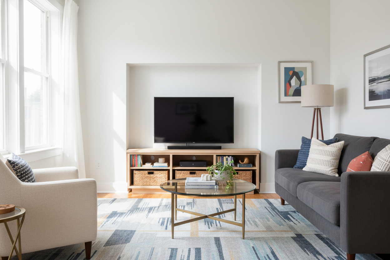 I Crammed a 50 Inch Wide Entertainment Center Into a 52-Inch Nook