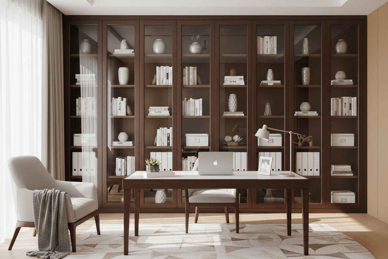 Why I Swapped My Office Bookcase for Shelves With Clear Doors