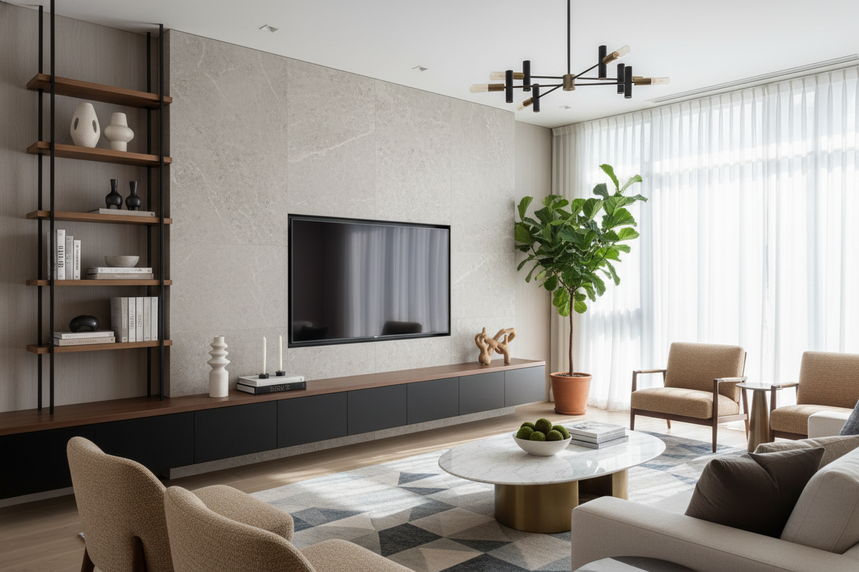 How I Styled a TV Entertainment Center for 75 Inch TV Without Hating It