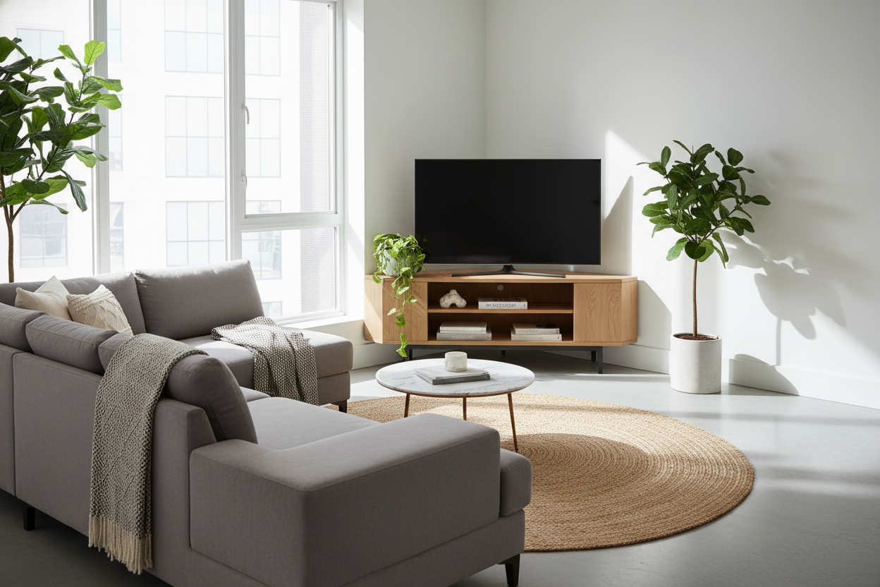 No Usable Walls? Try a Corner TV Stand 48 Inch Wide