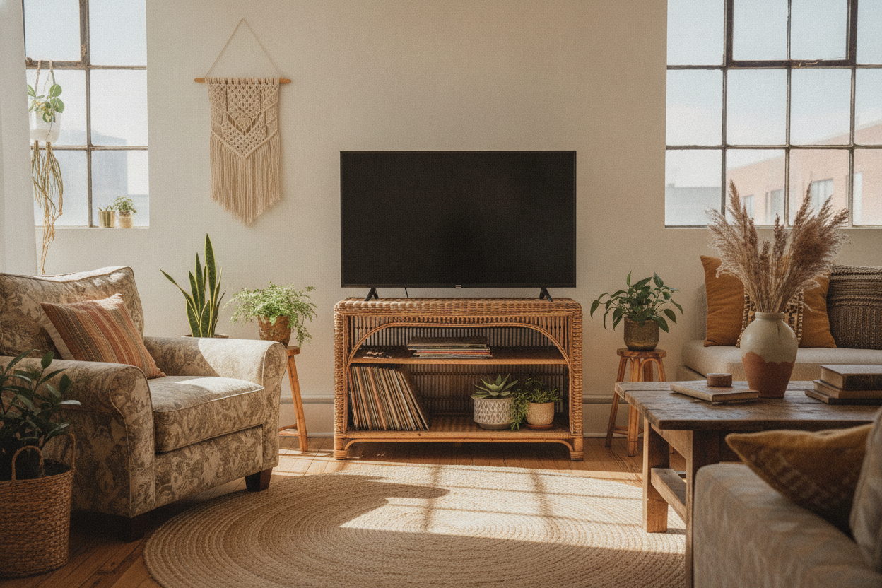 I Swapped My Boring MDF Console for a Vintage Wicker TV Stand