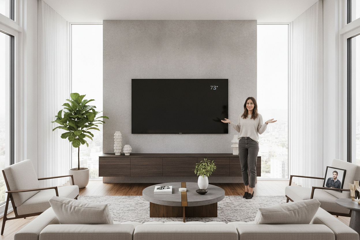 I Was Terrified to Hang a Floating TV Shelf for 75 Inch TV